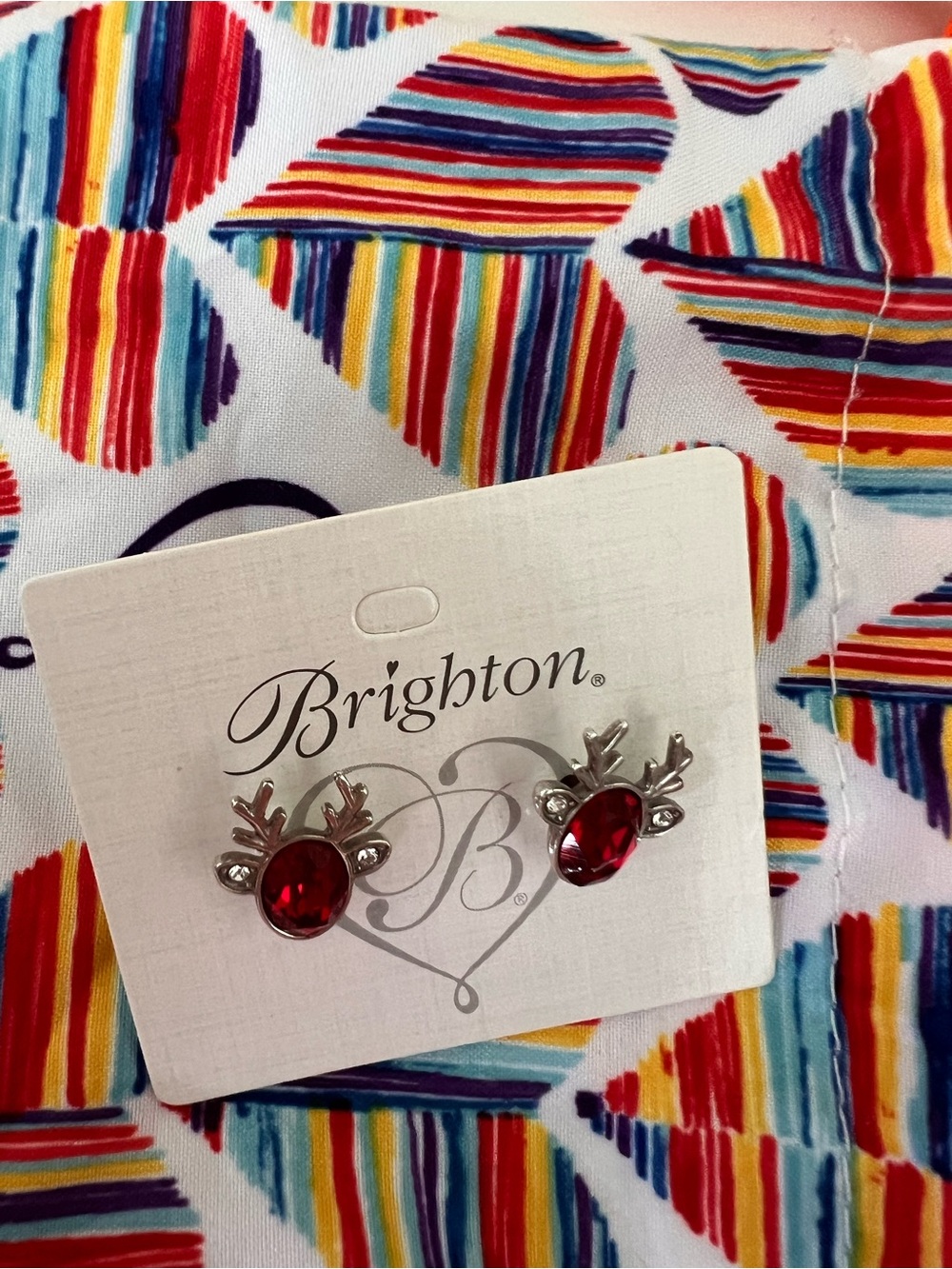 Brighton Red Reindeer Crystal Stud Earrings